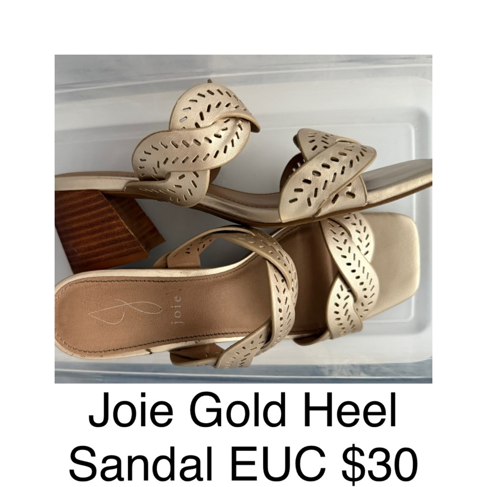 Joie Metallic Sandals with Wooden Heel